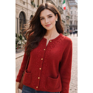 Vintage Cottagecore Embroidered Knit Cardigan Coquette Romantic Parisian Boho L